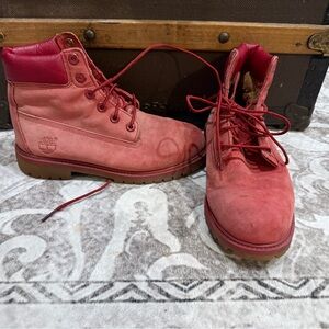 Timberland Cherry Red Leather Boots